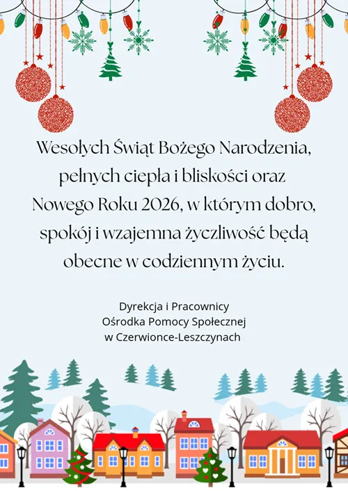 Życzenia święteczne z okazji Świąt Bożego Narodzenia i Nowego Roku 2026
