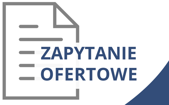 Grafika przedstawiająca kartkę papieru zagiętej w prawym górnym rogu wraz z napisem: Zapytanie ofertowe