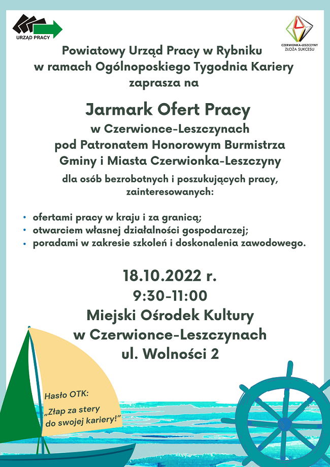 Zapraszamy na Jarmark Ofert Pracy w Czerwionce-Leszczynach