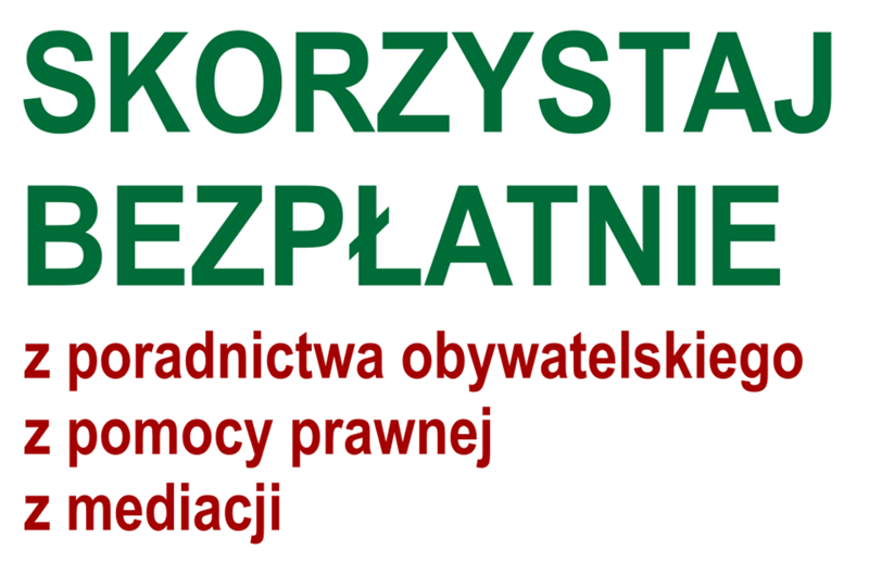 Nieodpłatna pomoc prawna, nieodpłatne poradnictwo obywatelskie i nieodpłatna mediacja w powiecie rybnickim