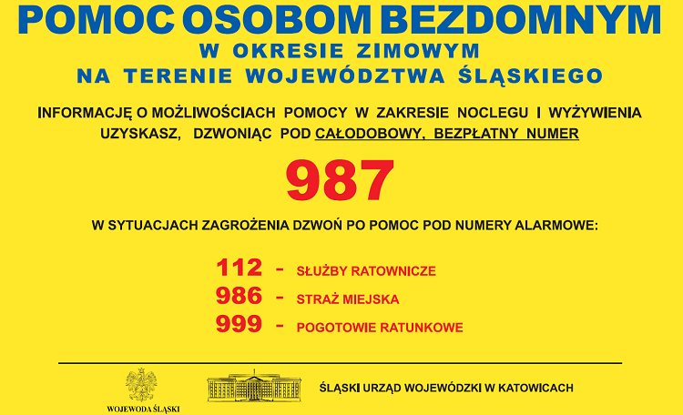Informacja na temat pomocy osobom bezdomnym w okresie zimowym na terenie województwa śląskiego
