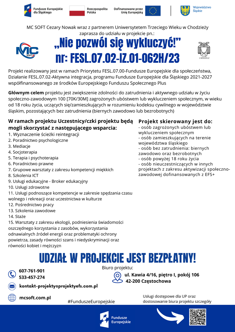 Zaproszenie do udziału w projekcie "Nie pozwól się wykluczyć!"